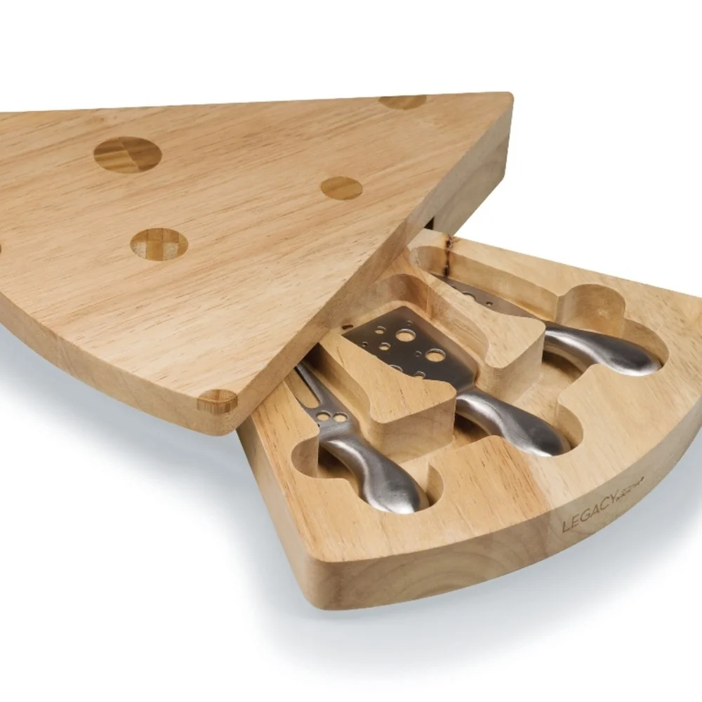 NWOT Swiss Cheese Cutting Board & Tools Set, Rubberwood